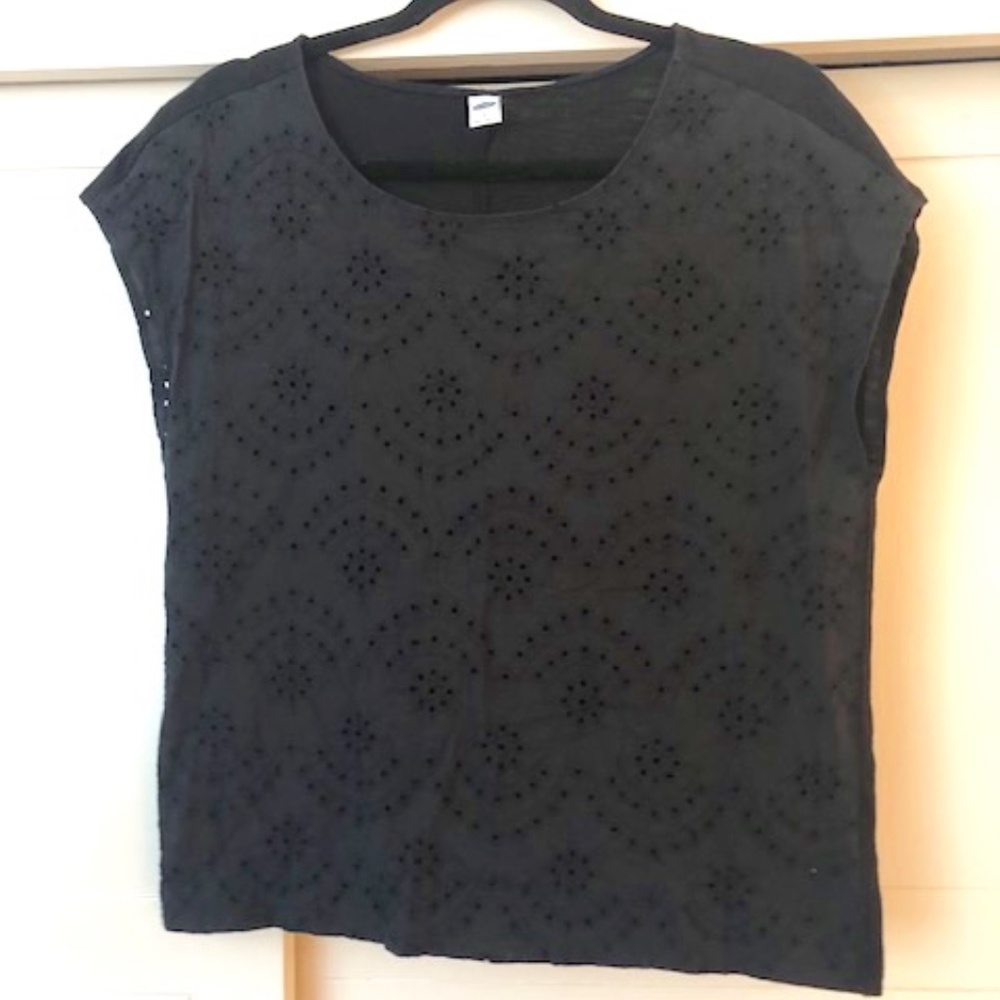 Old Navy Top, Black, Small, Cute patterned 100% cotton